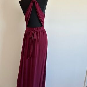 Elegant Burgundy Halter Maxi Dress